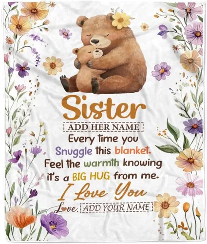 Vista 16 de Manta personalizada con texto en inglés «To My Sister from Sister Wood» No Matter Where Life Takes Us Soul Sister cumpleaños, Navidad, graduación