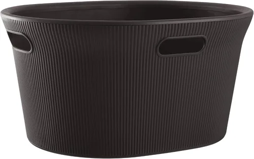 Vista 17 de Superio Colección acanalada - Cesto decorativo de plástico para ropa sucia con tapa y asas recortadas, azul (1 paquete) Organizador de cesta