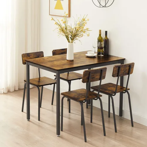 Vista 9 de Juego de mesa de comedor para 4, sillas de comedor de 5 piezas con respaldo para espacios pequeños, juego de mesa de bar y sillas, juego de mesa