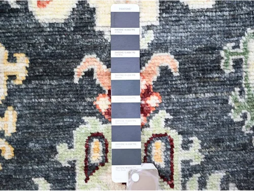 Vista 3 de True Black, 100% lana anudada a mano, angora afgana Oushak alfombra de pasillo (2'9" x 9'9")
