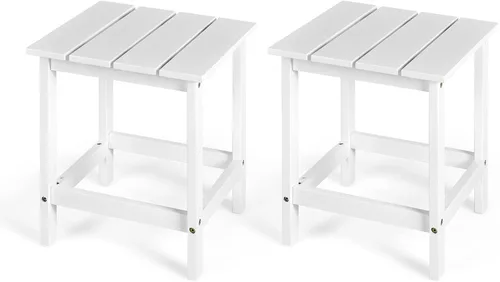 Vista 10 de Giantex Mesa auxiliar para exteriores, mesa auxiliar cuadrada de madera de 15 pulgadas con diseño de rejillas, construcción resistente, fácil