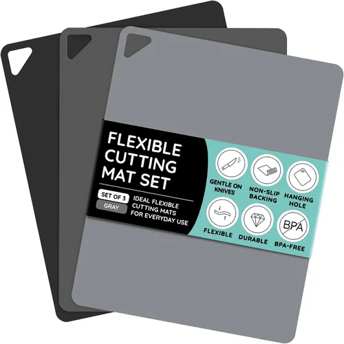 Vista 22 de Tablas de cortar flexibles extra gruesas para cocina, alfombrillas de corte para cocinar, juego de alfombrillas de corte de colores, láminas