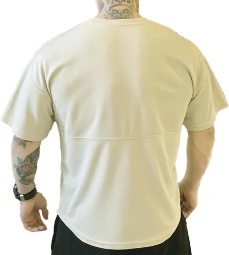 Vista 3 de maytopia Camiseta de entrenamiento de gimnasio para hombre, camisetas musculares transpirables de ajuste holgado seco, camiseta atlética de manga