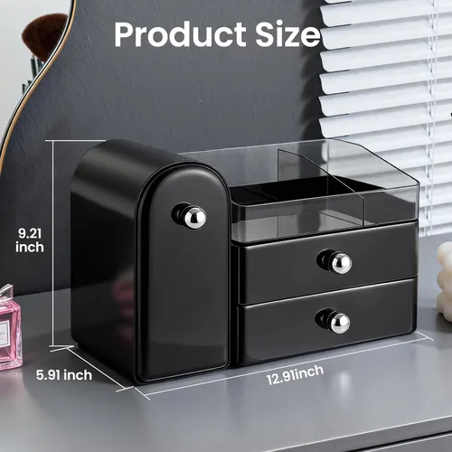 Vista 4 de Organizador de Maquillaje, Organizador de Tocador con Soporte para Brochas de Maquillaje, Organizadores Grandes para Cuidado de la Piel
