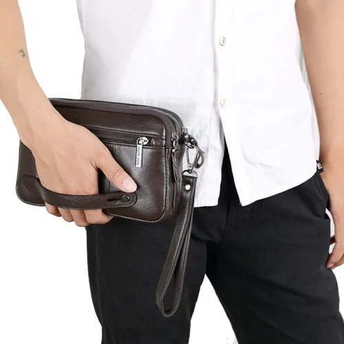 Vista 3 de KPYWZER Bolso de mano de cuero para hombre