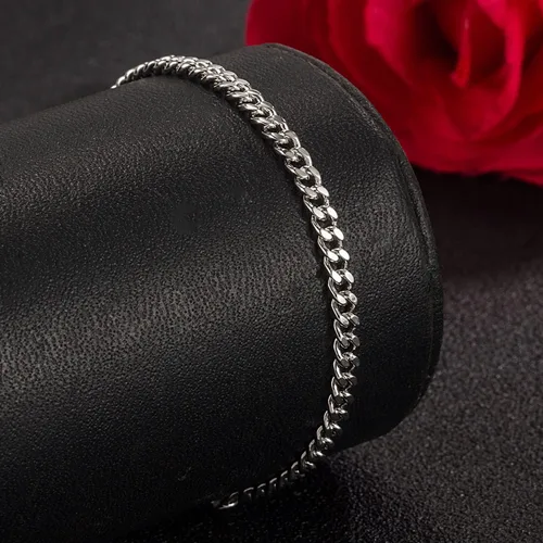 Vista 5 de H&Beautimer Pulsera de plata de ley 925 maciza para hombre y mujer, 3-0.157-0.197 in, pulsera de cadena cubana, unisex, joyería de fiesta, pulsera