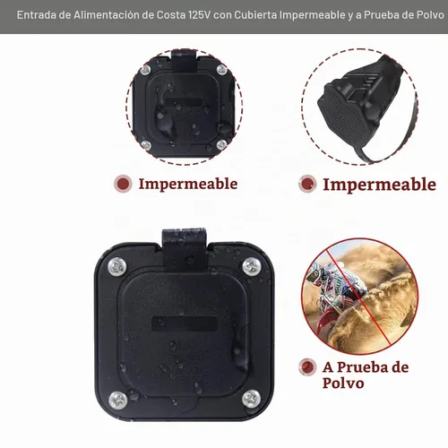 Vista 7 de Enchufe de Puerto de CA de 15A - Toma de Entrada de Alimentación de 125V con Cable de Extensión Triple de 18 Pulgadas, Enchufe NEMA 5-15 con Brida