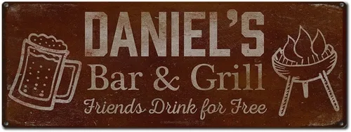 Vista 33 de Adam's Bar and Grill Friends Drink for Free, cartel de aluminio de 5.75 x 15.5 pulgadas, accesorios personalizados para bar y decoración de pared