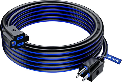 Vista 24 de Maximm Cable de extensión negro y azul de 10 pies, SJTW de 16 AWG