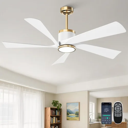 Vista 9 de TXCSLY - Ventilador de techo negro moderno de 52 pulgadas con luz y control