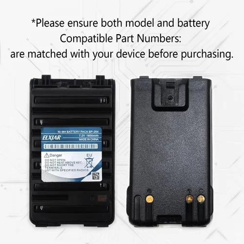 Vista 4 de Paquete de 2 baterías de repuesto de 7.2V 1800mAh BP-264 Ni-MH para Icom IC-T70A IC-T70E IC-V80 IC-U80 IC-F3001 IC-F3101D IC-F3103D IC-F4101D