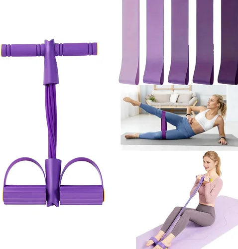 Vista 6 de Juego de 21 bandas de resistencia de fitness con sistema de pedales, bandas de resistencia y dispositivo de resistencia de pedal de tubo, cuerda