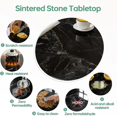 Vista 4 de Mesa rectangular de 23.6 x 11.8 pulgadas, mesa de piedra sinterizada negra, repuesto y cubierta de mármol para escritorio, resistente a los arañazos
