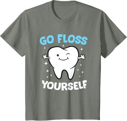 Vista 94 de Camiseta higienista dental, asistente dental, Go Floss Yourself dentista, Negro, S