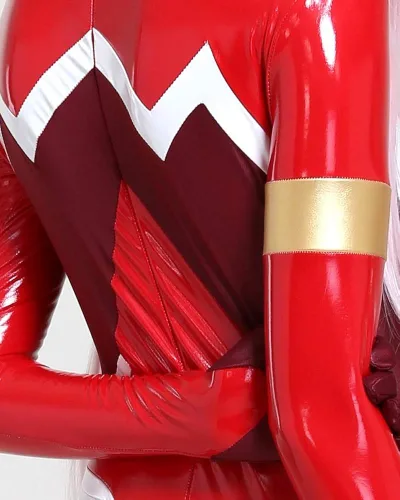 Vista 5 de Cosplay.fm Traje de batalla de anime para mujer, disfraz de piel sintética roja