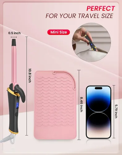 Vista 6 de Ukliss Mini rizador de 1/2 pulgada, rizador de barril pequeño de viaje para cabello corto y flequillo, calor rápido de 30 segundos, 5 ajustes