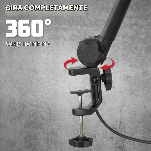 Vista 5 de Gator Frameworks - Soporte para micrófono de transmisión montado en escritorio Deluxe para podcasts y grabación; cable XLR integrado, (GFWBCBM3000)
