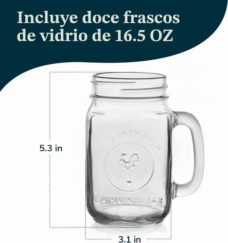 Vista 3 de Libbey County Fair - Tarros de vidrio para beber, 16.5 onzas, juego de 12