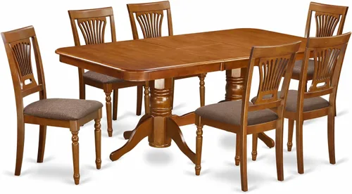 Vista 11 de East West Furniture NAPL7-WHI-C - Juego de mesa de cocina de 7 piezas que consta de una mesa de comedor rectangular con hojas de mariposa y 6 sillas