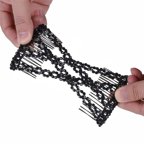 Vista 9 de 12 peines laterales mágicos para el cabello, con cuentas, elásticos, doble cara, clips para hacer moños, accesorios para el cabello para mujeres