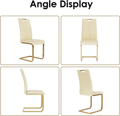 Vista 7 de Juego de mesa de comedor de 36 pulgadas para 4, moderna parte superior cuadrada de vidrio templado, mesa de patas de acero inoxidable con acabado