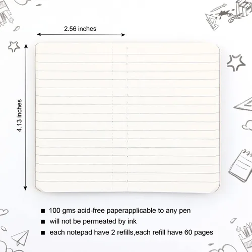 Vista 4 de Cuaderno de viaje pequeño de cuero, cuaderno de diario vintage con papel rayado, cuaderno de notas de cuero mini hecho a mano para mujeres y hombres