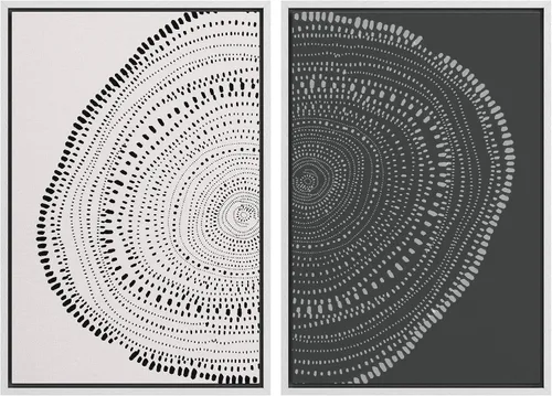 Vista 30 de SIGNWIN Lienzo enmarcado para pared, juego de arte de collage de ondas en espiral de mediados de siglo, formas abstractas, acogedor, neutro