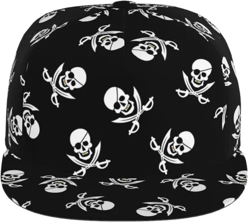Vista 2 de Stylish Skull Adjustable Snapback Hat for Men and Women Sun Cap, Hip Hop Cap Baseball Cap Flat Bill Brim Hat