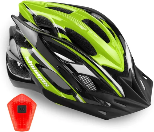 Vista 16 de Casco de bicicleta para hombre y mujer, casco de bicicleta Shinmax con luz trasera y visera desmontable