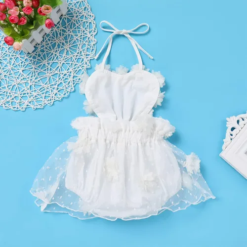 Vista 5 de Traje de bebé niña primer cumpleaños traje de encaje tul mameluco princesa tutú vestido de un año cumpleaños pastel Smash fotografía ropa