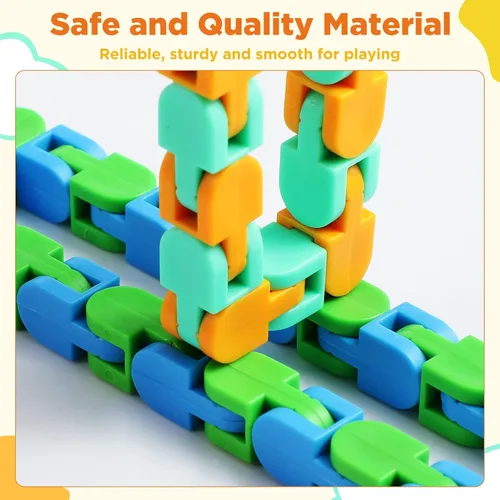 Vista 5 de Sotiff 60 Piezas Juguete Fidget Pista Loca Juguetes Fidget Wacky Tracks Serpiente Colorida Juguetes Regalos para Niños Adultos Autismo Alivio