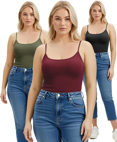 Vista 369 de Emmalise Camisola larga casual básica para mujer, con tirantes ajustables, top en capas