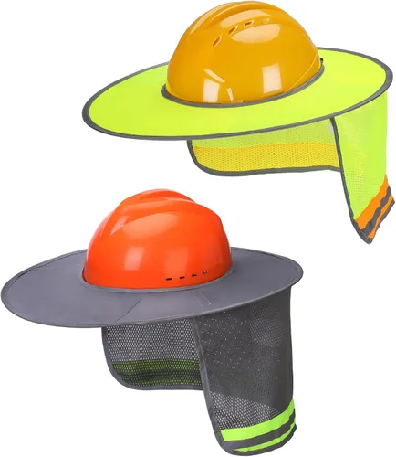 Vista 10 de Casco Industrial UNCO con Protector Solar, Verde, Visera Completa y Estándar de Malla, Alta Visibilidad Reflectante, Accesorio para Casco Duro