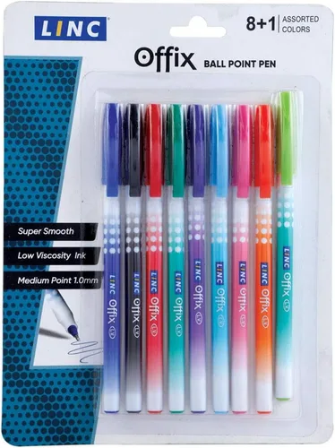Vista 9 de linc Offix Bolígrafo [azul] - Paquete de 50 unidades, punta lisa de 0.00 pulgadas, tinta de baja viscosidad para escritura constante sin saltos