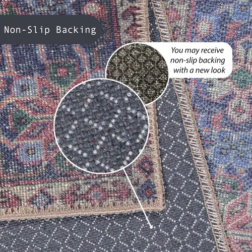 Vista 112 de GLN Rugs Traditional Collection - Alfombra de felpilla lavable a máquina, tradicional lavable, antideslizante, alfombra de felpilla de pelo corto