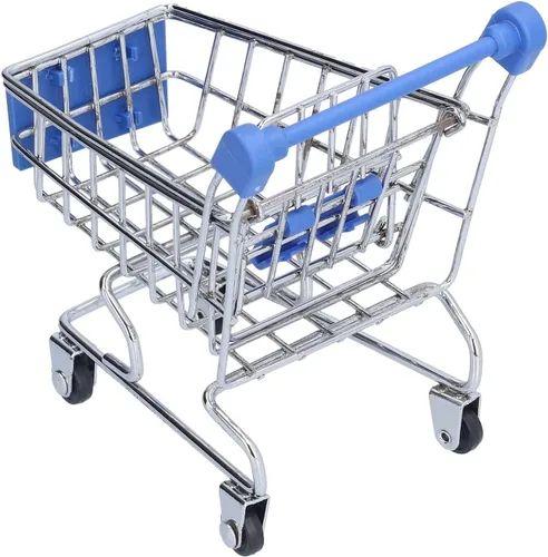 Vista 8 de Lizealucky Mini carrito de compras, resistente, azul, ideal para uso en interiores, almacenamiento y organización