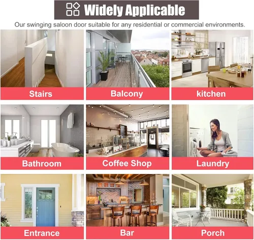 Vista 7 de ZIMGOD Puertas oscilantes para puerta de pasillo, puertas batientes sin terminar, cuarto de baño, dormitorio, despensa, cafetería, puerta