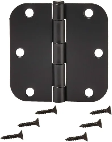 Vista 3 de Amazon Basics Bisagras de puerta interior redondeadas resistentes de radio 5/8, 3.5 x 3.5 pulgadas, paquete de 18, negro mate