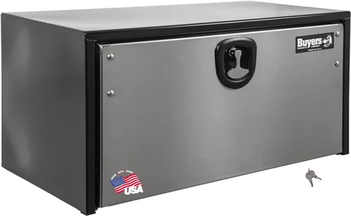 Vista 16 de Buyers Products 1703700 - Caja de almacenamiento para debajo del camión de acero negro con puerta de acero inoxidable pulido plateado, 14 x 16 x 24