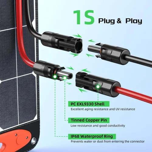 Vista 6 de Bateria Power Cable de extensión de carga solar a XT60 10AWG 2 pies conector solar a XT60 Cable adaptador para panel solar a batería LiFePO4 RV