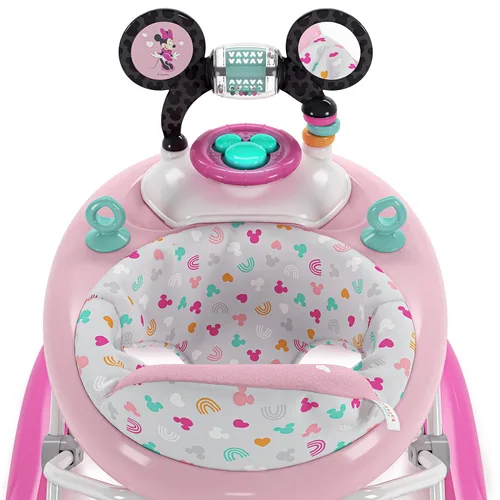 Vista 6 de Bright Starts Disney Baby Minnie Mouse Forever Besties - Andador de actividades 2 en 1 para bebé, marco fácil de plegar y estación de juguetes
