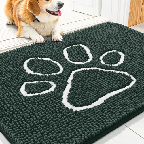 Vista 56 de Smiry Tapete para puerta de perro para patas fangosas, absorbente y Gris y negro