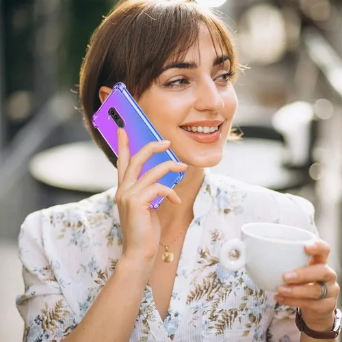 Vista 6 de Funda para Mate 20 Lite, SNE-LX3, funda transparente con bonito degradado, delgada, antiarañazos, flexible, TPU a prueba de golpes, funda protectora