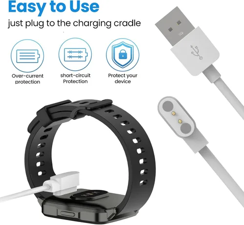 Vista 2 de Compatible con Woneligo W13 cargador de reloj inteligente 23.6 in, cable portátil USB, cable de carga magnético, cargador de repuesto para cargador