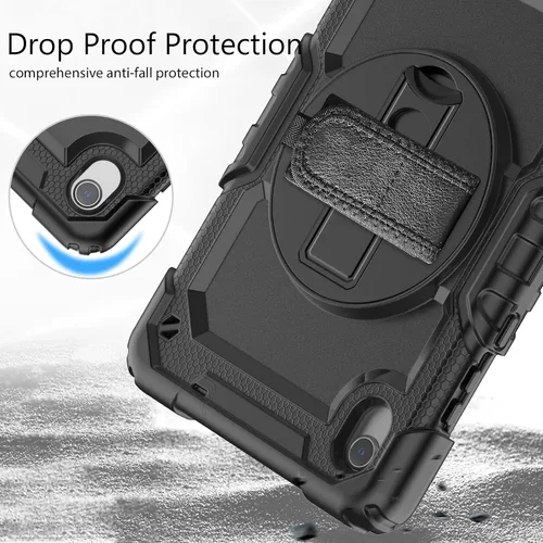 Vista 2 de Funda para Lenovo Tab M8 HD 8 pulgadas TB-8505F/8505X/8705F con protector de pantalla de grado militar a prueba de golpes resistente caso con Negro