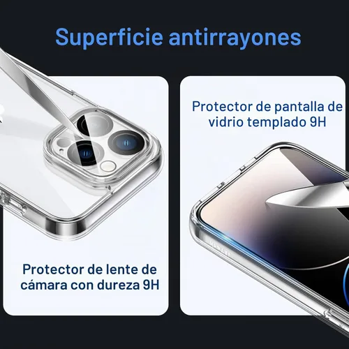 Vista 6 de JETech Funda 5 en 1 para iPhone 14 Pro, antiamarilleo, transparente