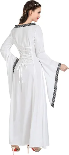 Vista 15 de Kranchungel - Vestidos renacentistas de estilo medieval/irlandés/campesino para mujer; disfraz de hada, para bailes