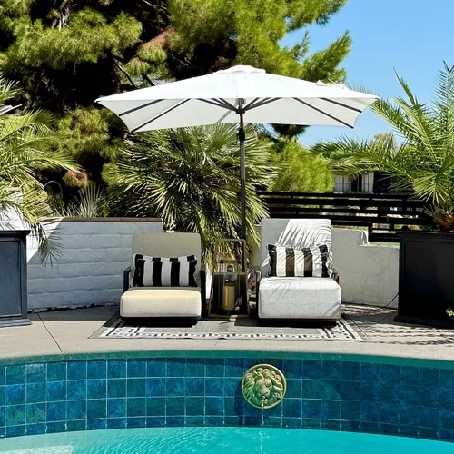 Vista 31 de PURPLE LEAF Sombrilla de patio de 8 pies para exteriores, sombrilla voladiza cuadrada de aluminio con rotación de 360 grados para jardín, terraza