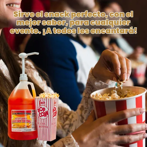 Vista 5 de Topping de palomitas de maíz con sabor a mantequilla (galón con bomba)