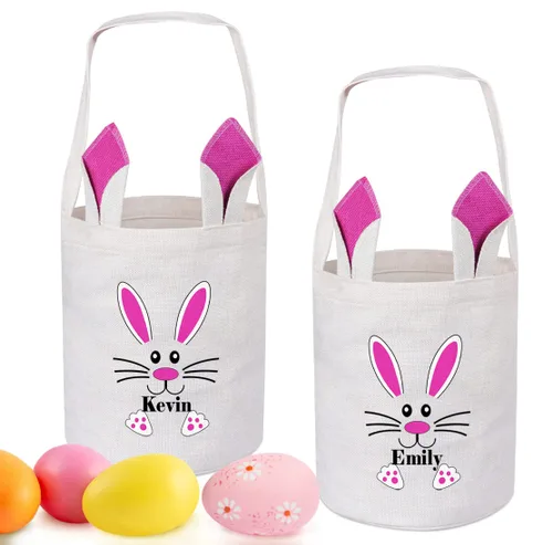Vista 11 de Paquete de 2 cestas de Pascua personalizadas para niños, cestas de Pascua Touber para niños, cestas de Pascua personalizadas con nombre, regalos